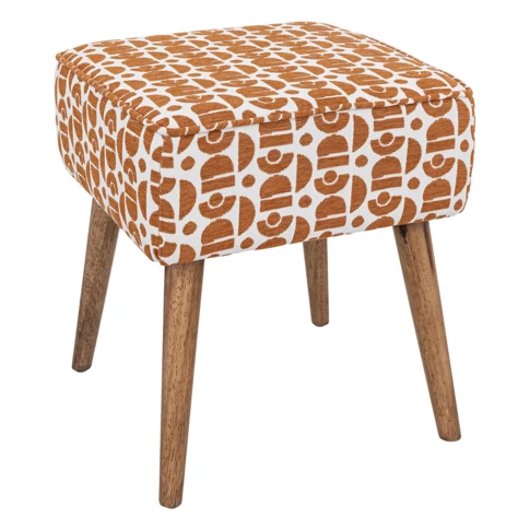 Tabouret d'appoint en tissu chenille avec motifs jacquard