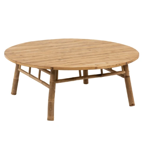 Table basse ronde en bambou naturel