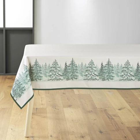 Rechteckige Tischdecke Bügelfrei Weihnachten mit Baumdruck Fleckenresistent