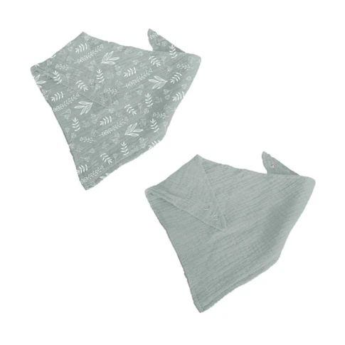 Lot de 2 bavoirs bandana en gaze de coton