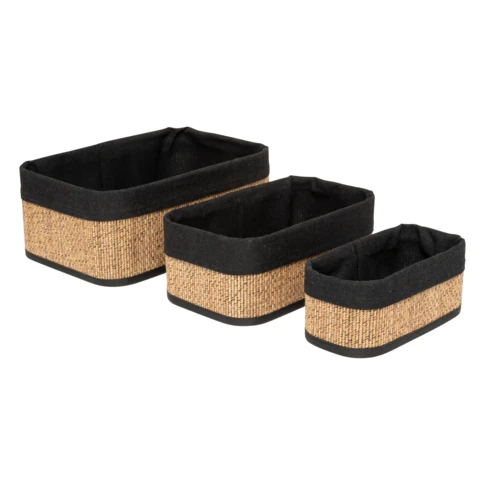 Set de 3 paniers en bambou 21 x 30 x 12 cm Marron Clair