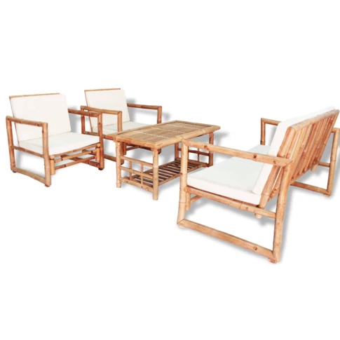 Muebles de jardín de bambú de 4 piezas