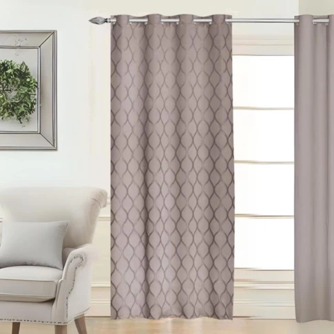 Rideau Jacquard motifsgéométriques col gris