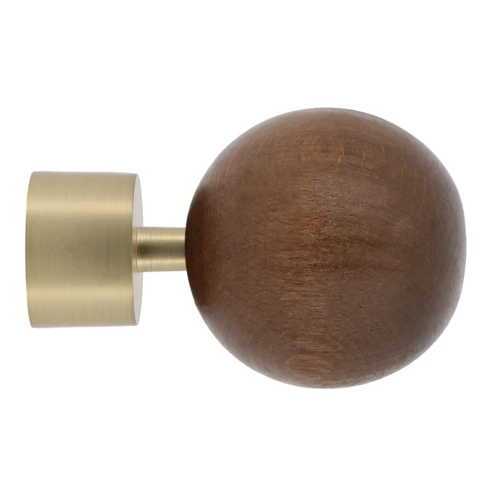 Embout sphère en bois avec embrase métal Ø 28 mm Marron Foncé