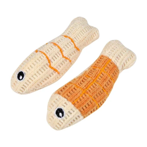 Set mit 2 Plüsch-Fischspielzeugen für Katzen