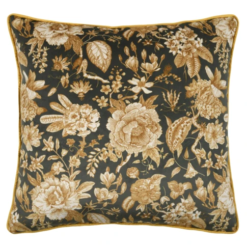 Coussin velours à motif floral