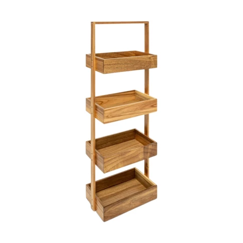 Etagère de salle de bain 4 niveaux en bois acacia