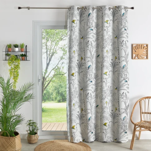 Rideaux tamisants Jacquard imprimé floral et perroquets