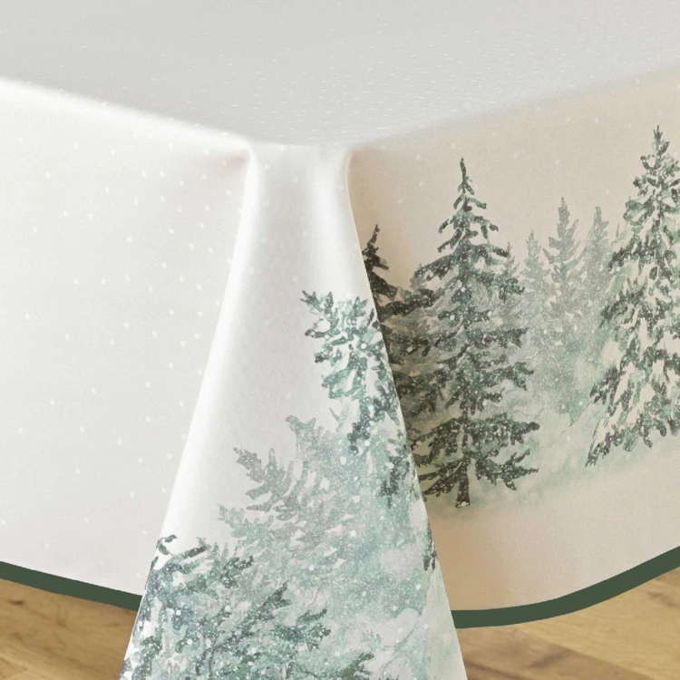 Rechteckige Tischdecke Bügelfrei Weihnachten mit Baumdruck Fleckenresistent