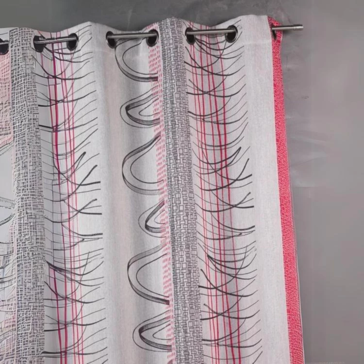 Rideau en jacquard à rayures verticales aux imprimés graphiques