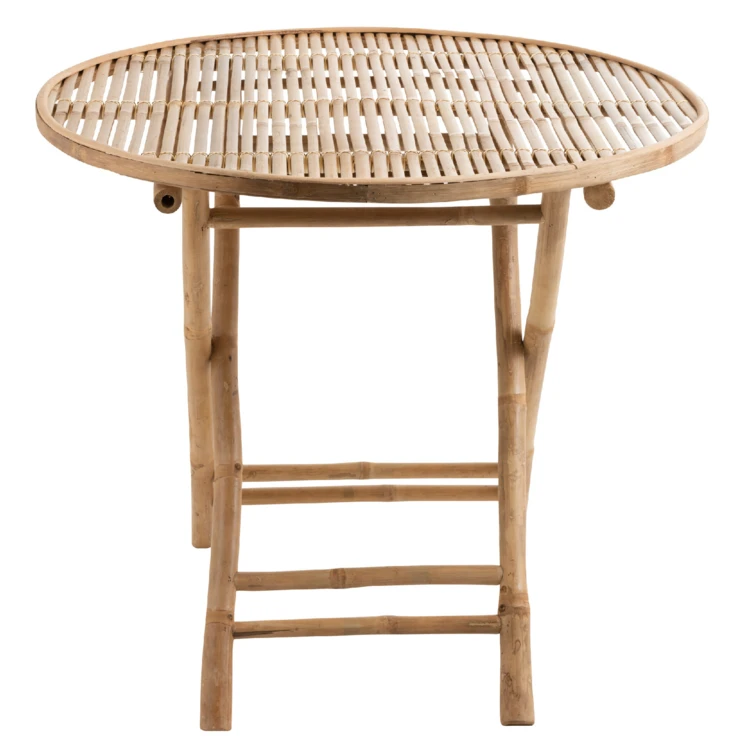 Table pliable ronde en bambou naturel