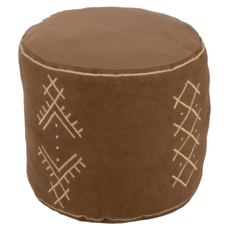 Pouf cylindre motifs ethniques en coton