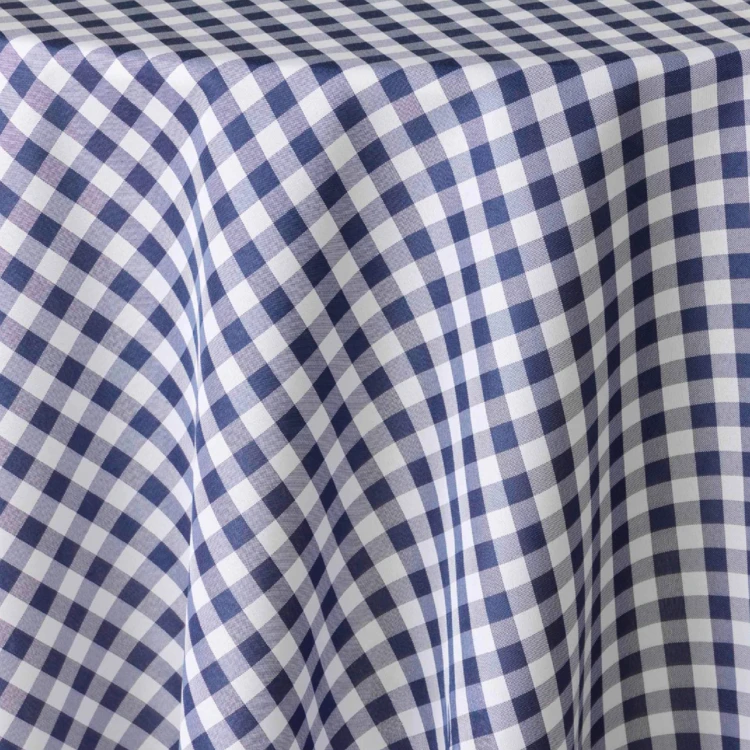 Nappe Ronde Infroissable Vichy Bleu Antitache