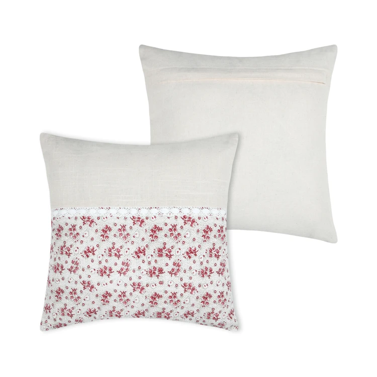 Coussin carré fleurs en coton