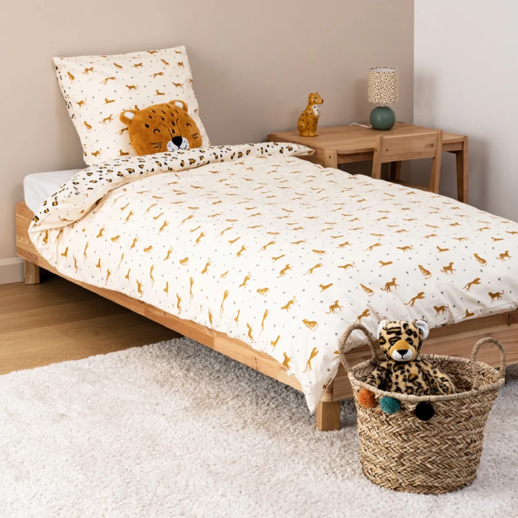 Juego de cama reversible leopardo para niños