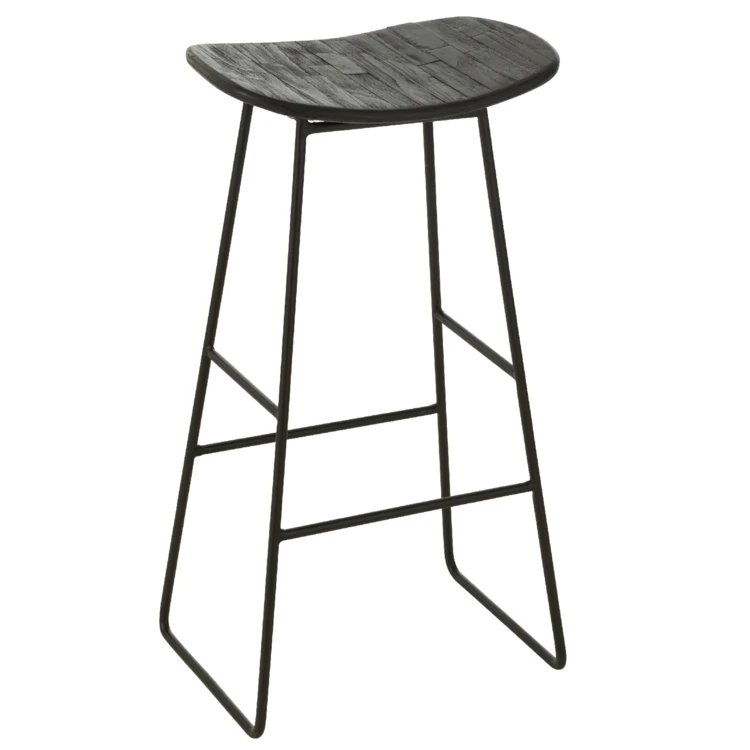 Tabouret rectangulaire en teck recyclé