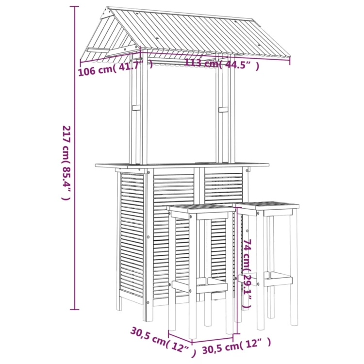 Bar und 2 Outdoor-Hocker