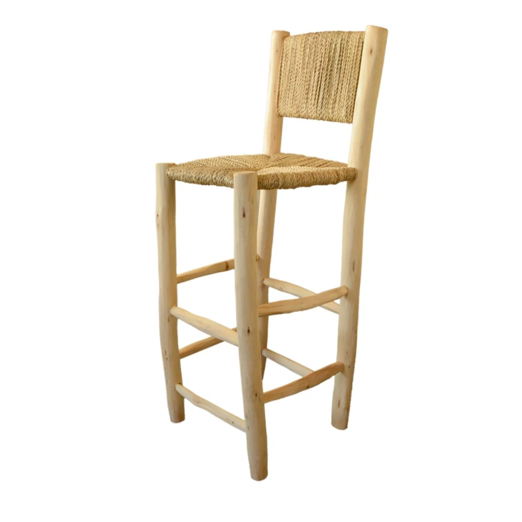 Tabouret de bar bois dossier aligné