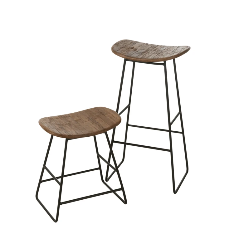 Tabouret de bar en teck recyclé