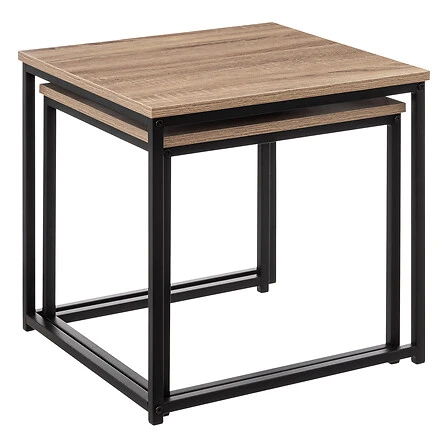 Duo de tables gigognes métal et bois