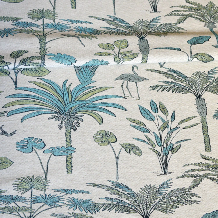 Tissu décoratif motifs végétaux et oiseaux