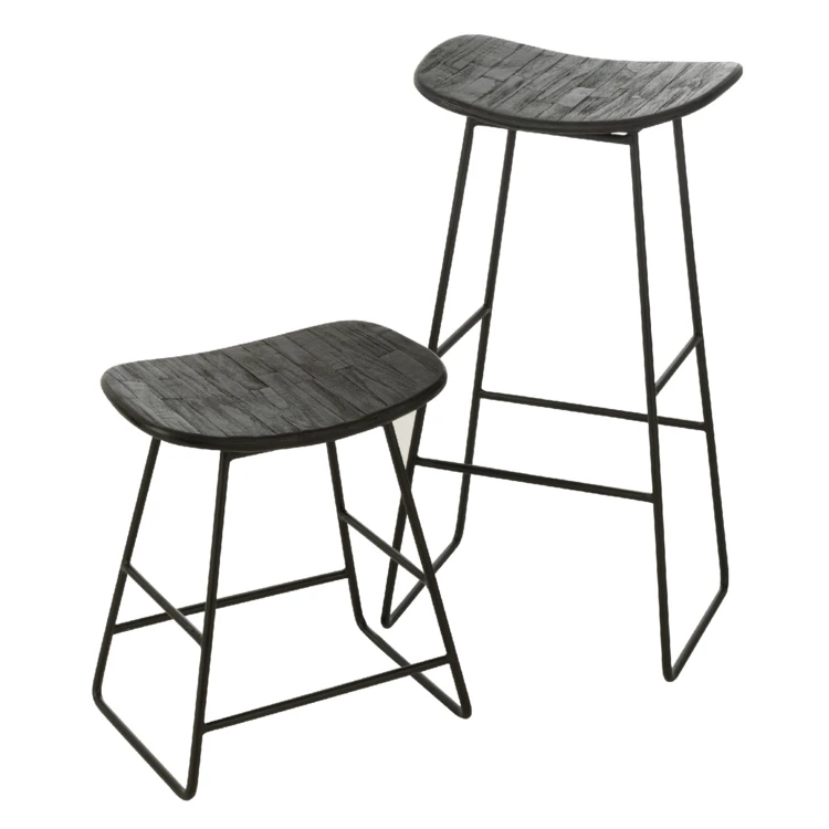 Tabouret rectangulaire en teck recyclé