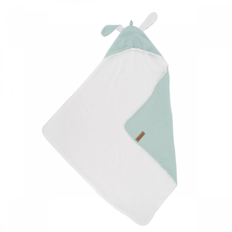 Cape de bain en gaze de coton avec oreilles de lapin