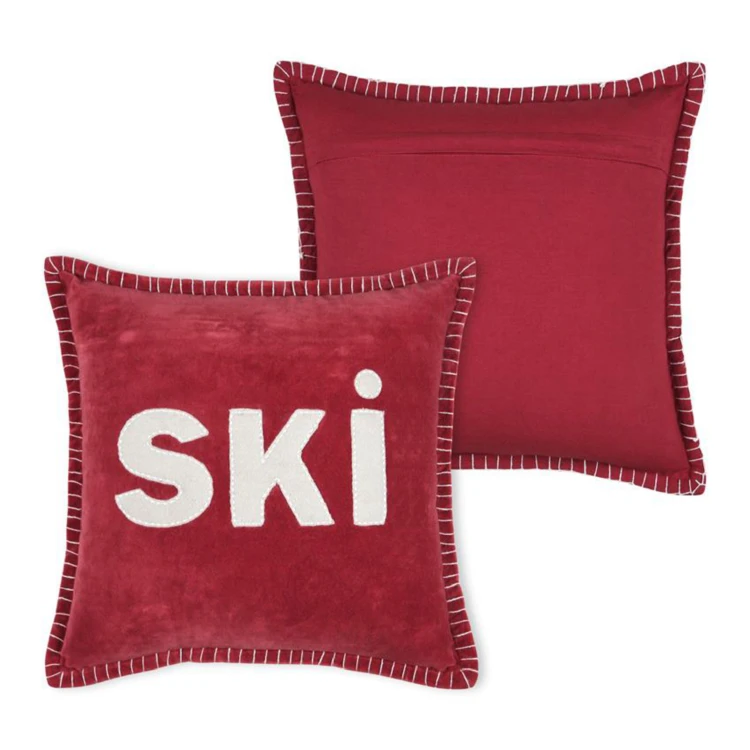 Coussin carré "SKI" en velours