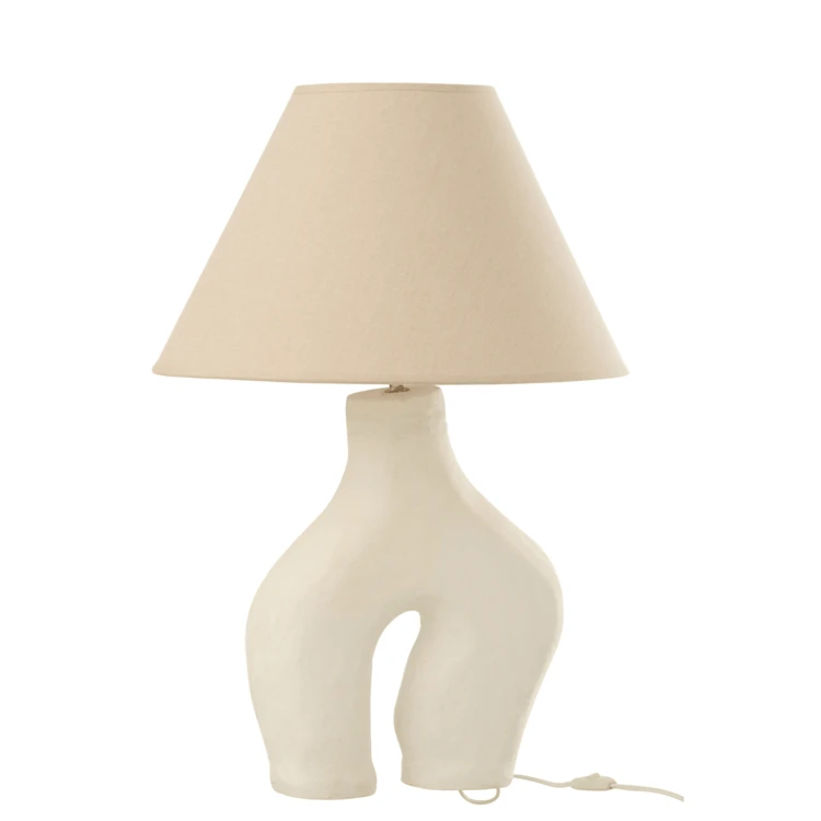 Lampe mit Lampenschirm aus Pappmaché