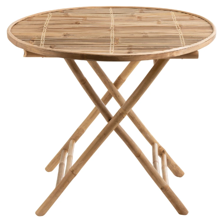 Table pliable ronde en bambou naturel