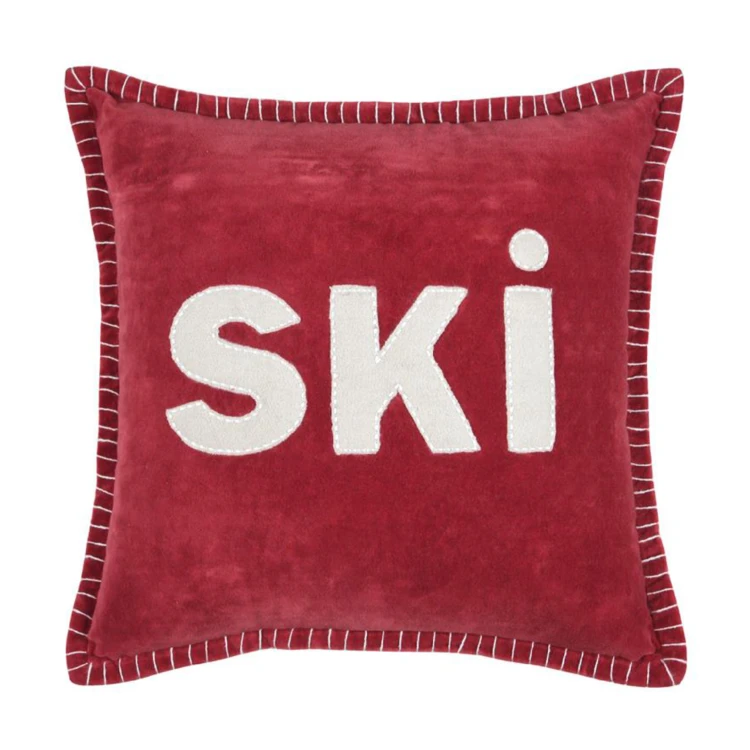 Coussin carré "SKI" en velours