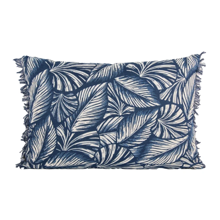 Coussin motif feuilles exotiques