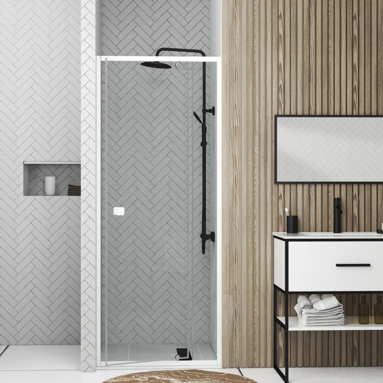 Porte de douche pivotante minimaliste extensible