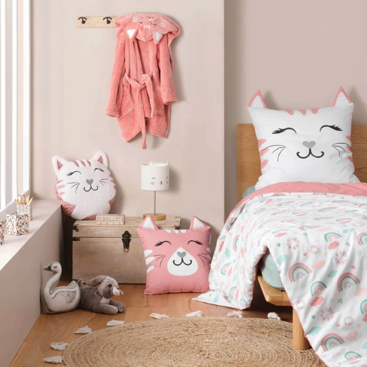 Coussin rond tête de chat enfant