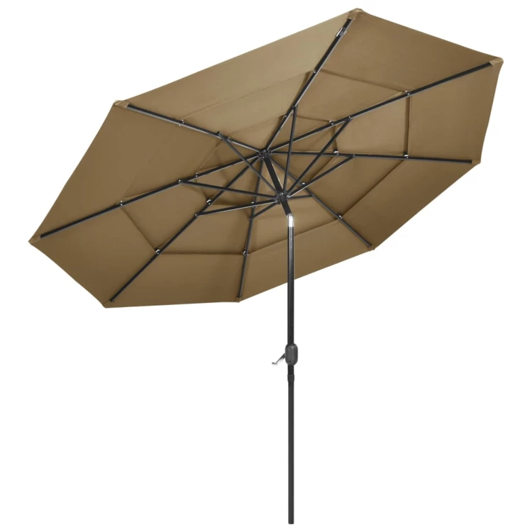 Parasol à 3 niveaux avec mât en aluminium 3 mètres