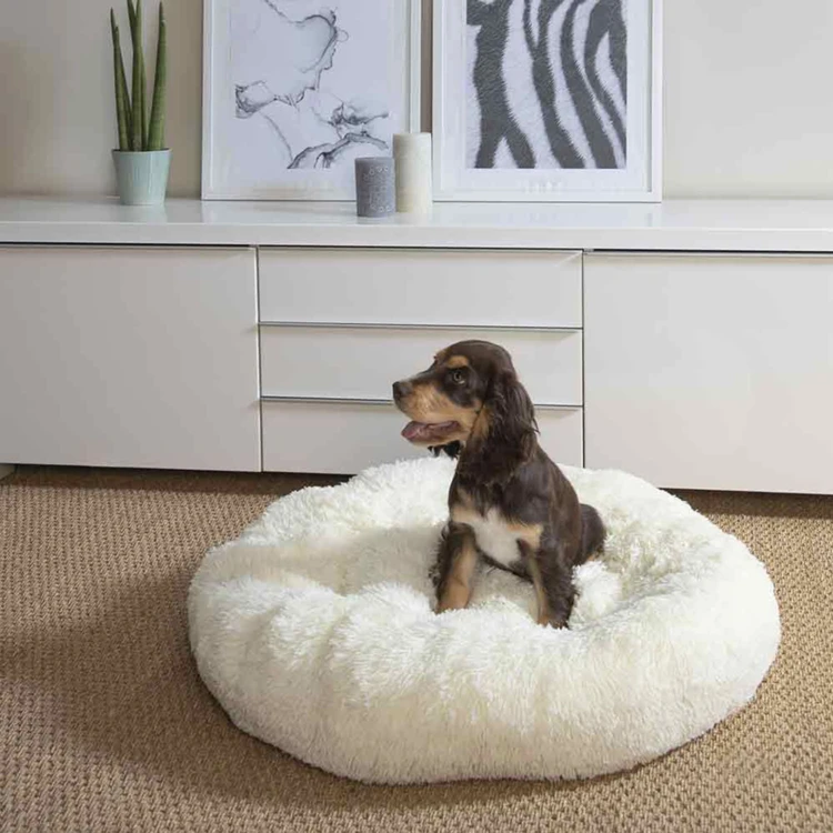 Coussin rond douillet pour chien et chat