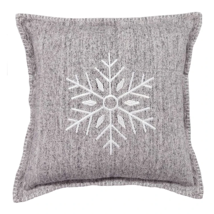 Coussin carré flocon de neige en coton brossé