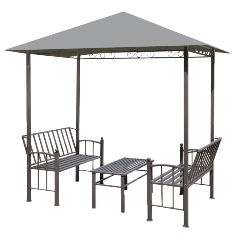 Toldo para exteriores con mesa y bancos