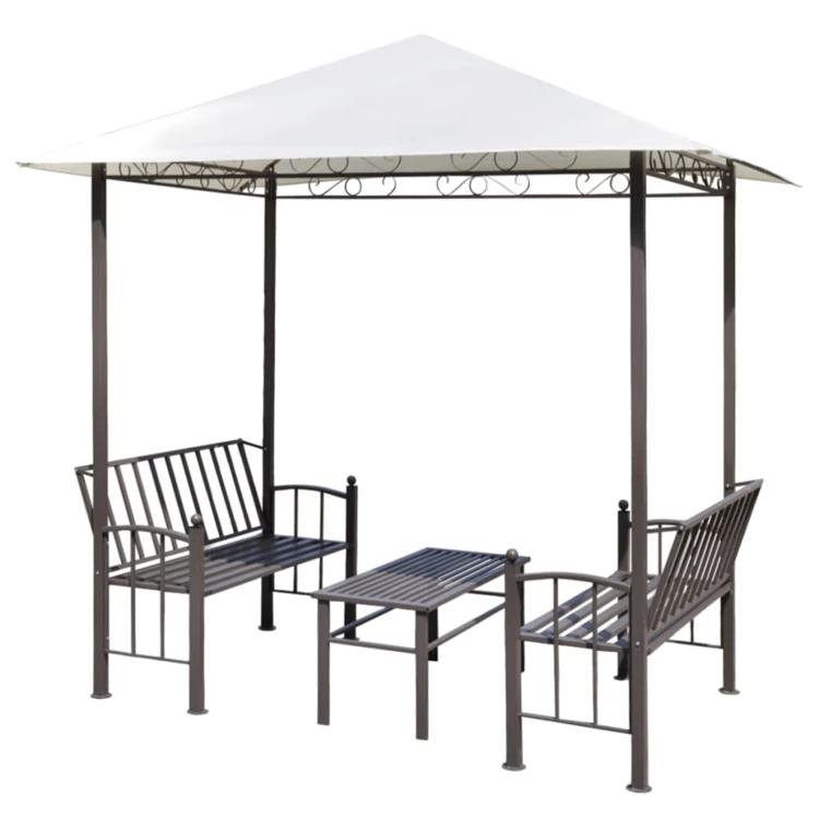 Toldo para exteriores con mesa y bancos