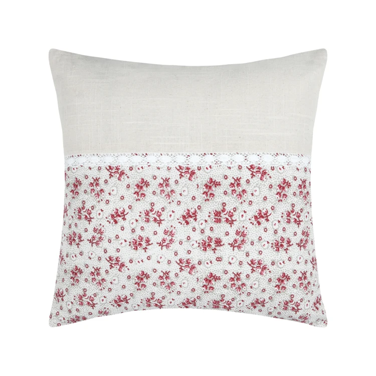 Coussin carré fleurs en coton