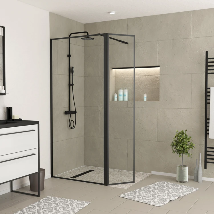 Paroi de douche minimaliste avec volet pivotant