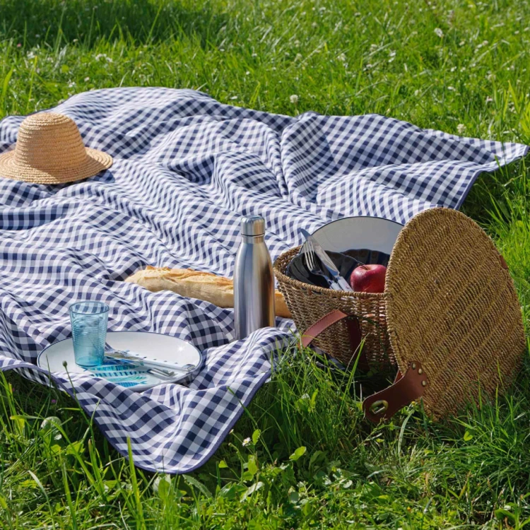 Faltenfreie Quadratische Vichy-Tischdecke Blau Fleckenresistent