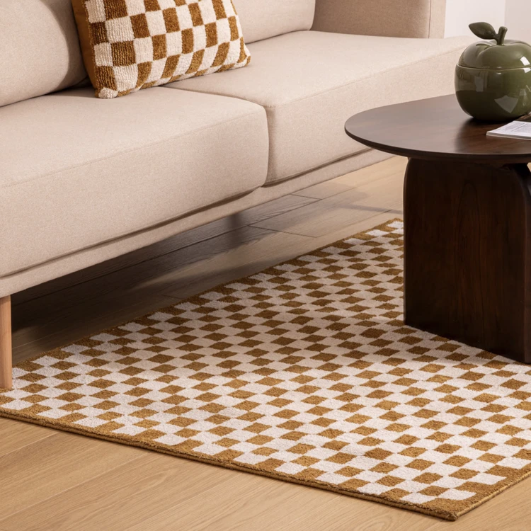 Tapis tufté damier