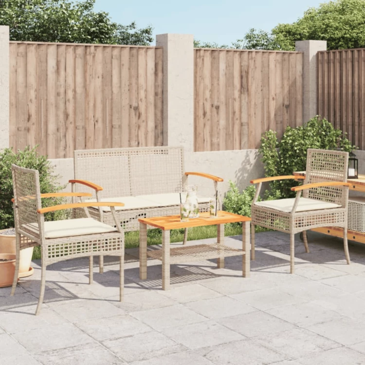 Garten Lounge Set 4-teilig aus Polyrattan