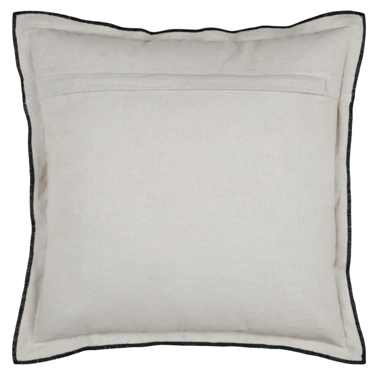 Coussin coton volant plat feston noir