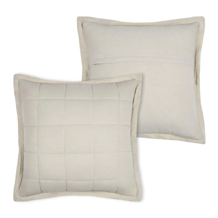 Coussin carré uni en gaze de coton surpiquée