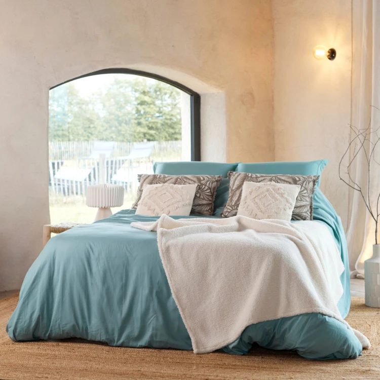 Housse de couette en percale de coton uni