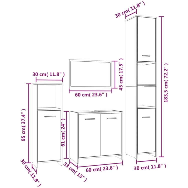 Conjunto de Muebles de Baño de 4 Piezas