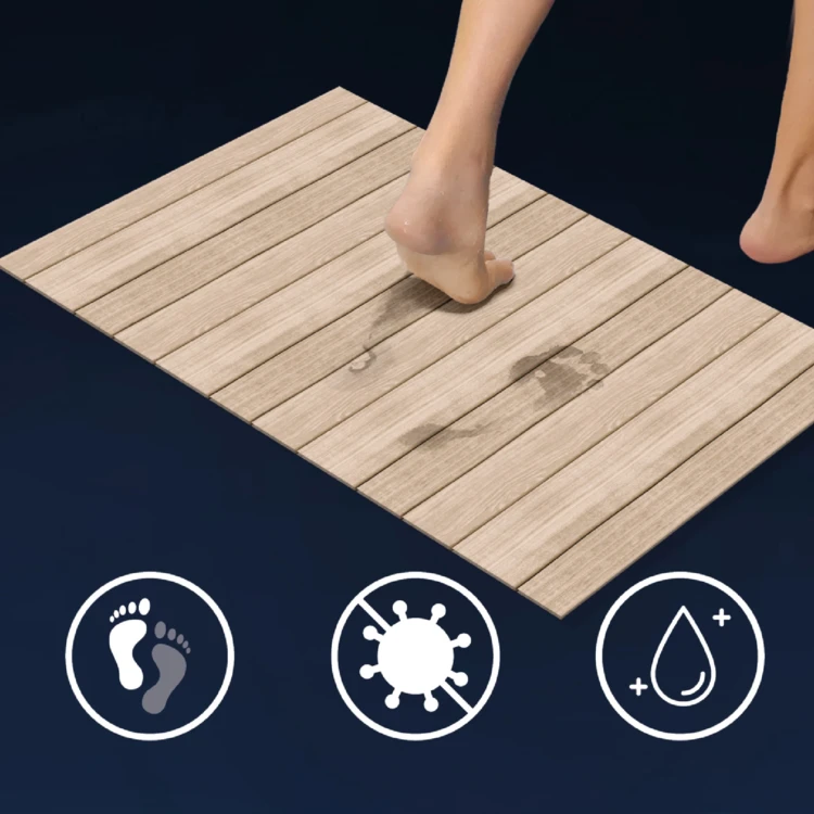 Alfombra de Baño Calista Ultra-Absorbente Efecto Madera