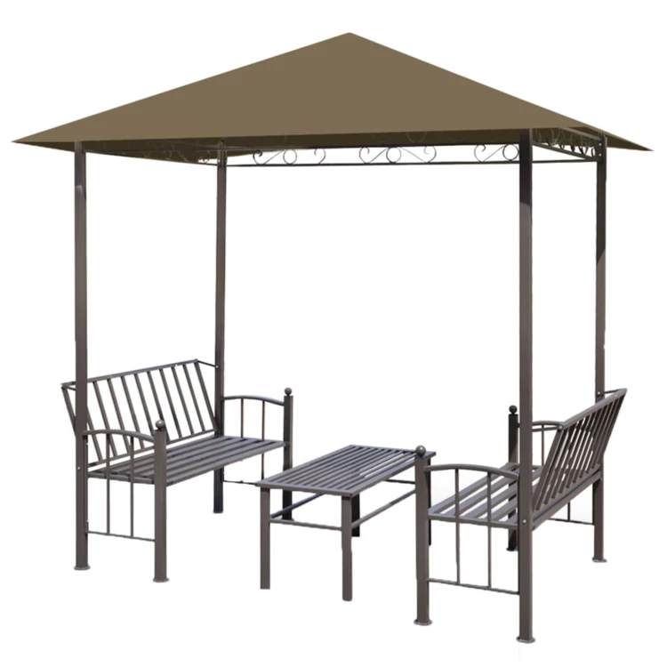 Toldo para exteriores con mesa y bancos